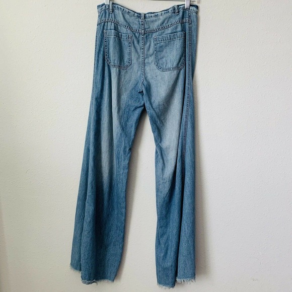 Free People Just Float On Flare Bell Bottom High Rise Raw Hem Jeans - Picture 6 of 6